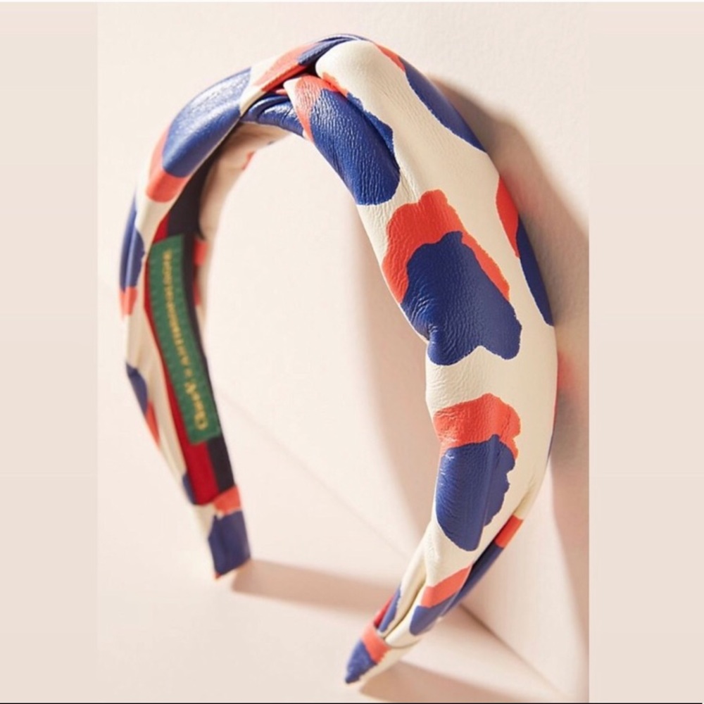 Clare V Blue and Red Patterned Headband